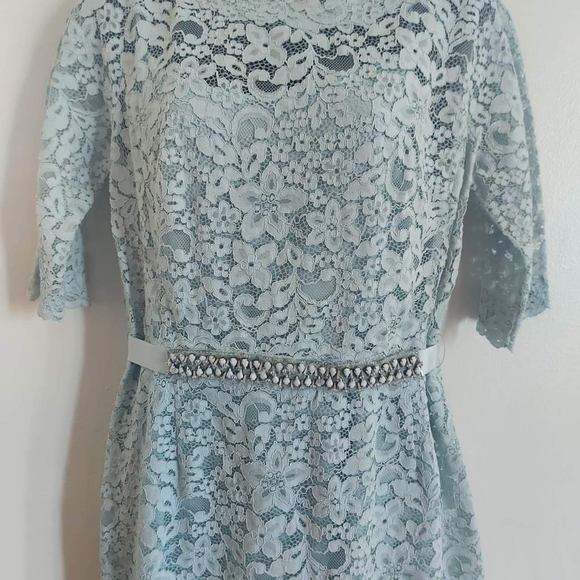 Rickie Freeman Lace Baby blue wedding dres… - Picture 4 of 6